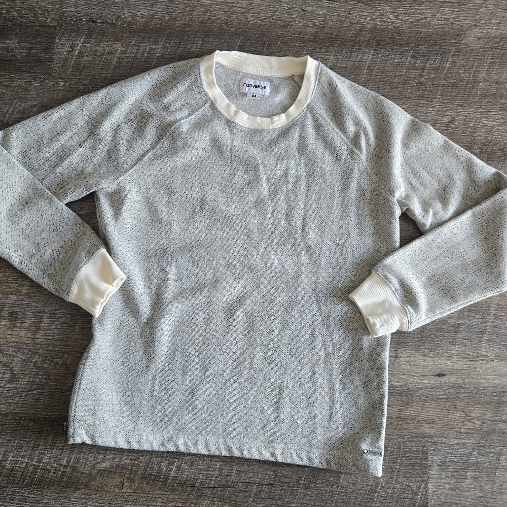 CONVERSE Womens M Gray Pullover Sweatshirt Top Side‎ Zippers